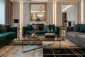 Exklusiver schwarzer Marquina Marmor Designtisch Grand Noir mit goldenen Beinen
